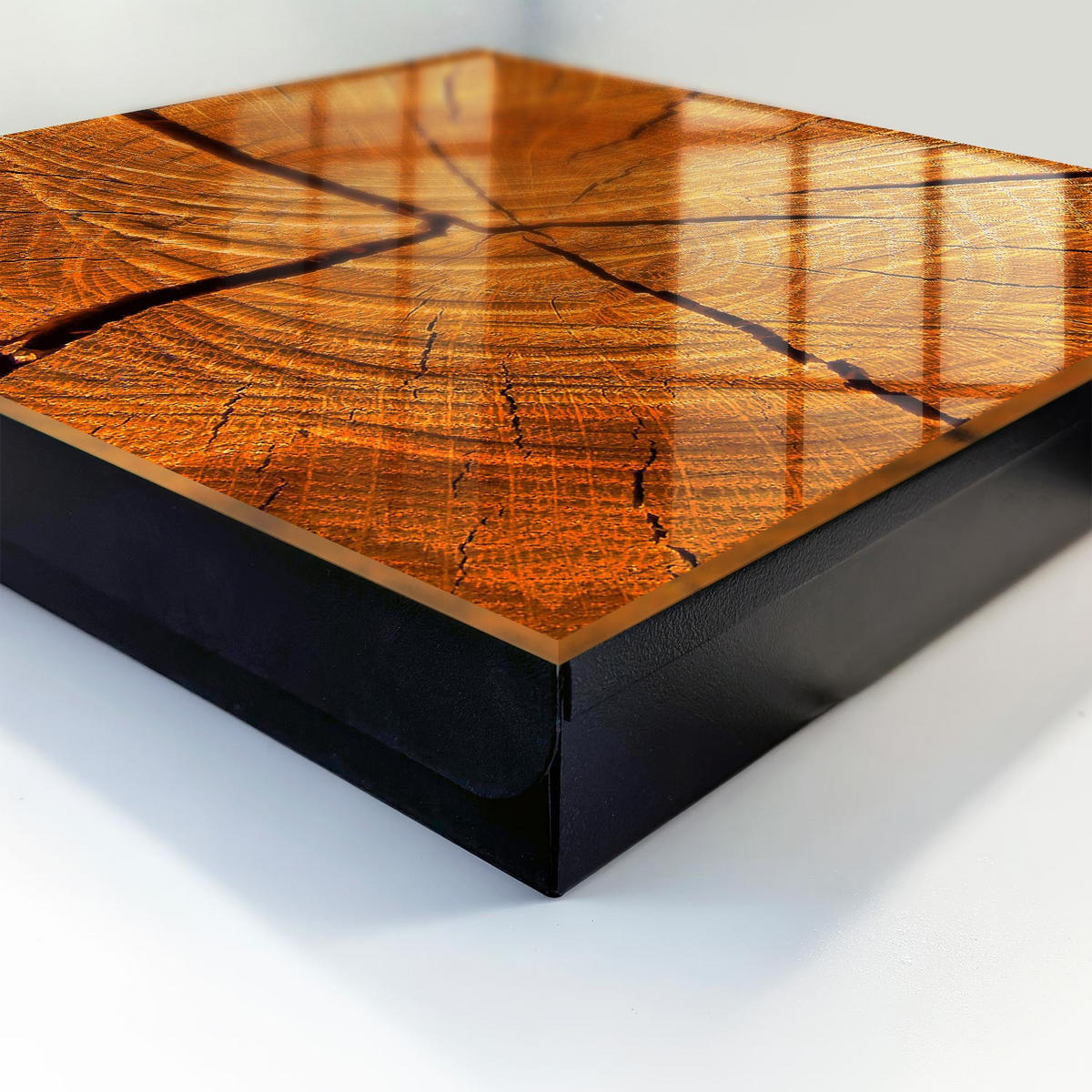 SCHLÜSSELBOX Schwarz 30x30 cm- Türöffnung nach rechts - Holzmaserung - Orange, Metall (30/30/5cm) - TULUP