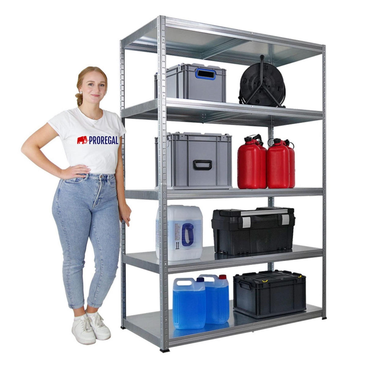 SCHWERLASTREGAL Steel Eagle 180x120x60cm Fachlast 130kg Verzinkt - Silberfarben, Metall (120/180/60cm) - PROREGAL