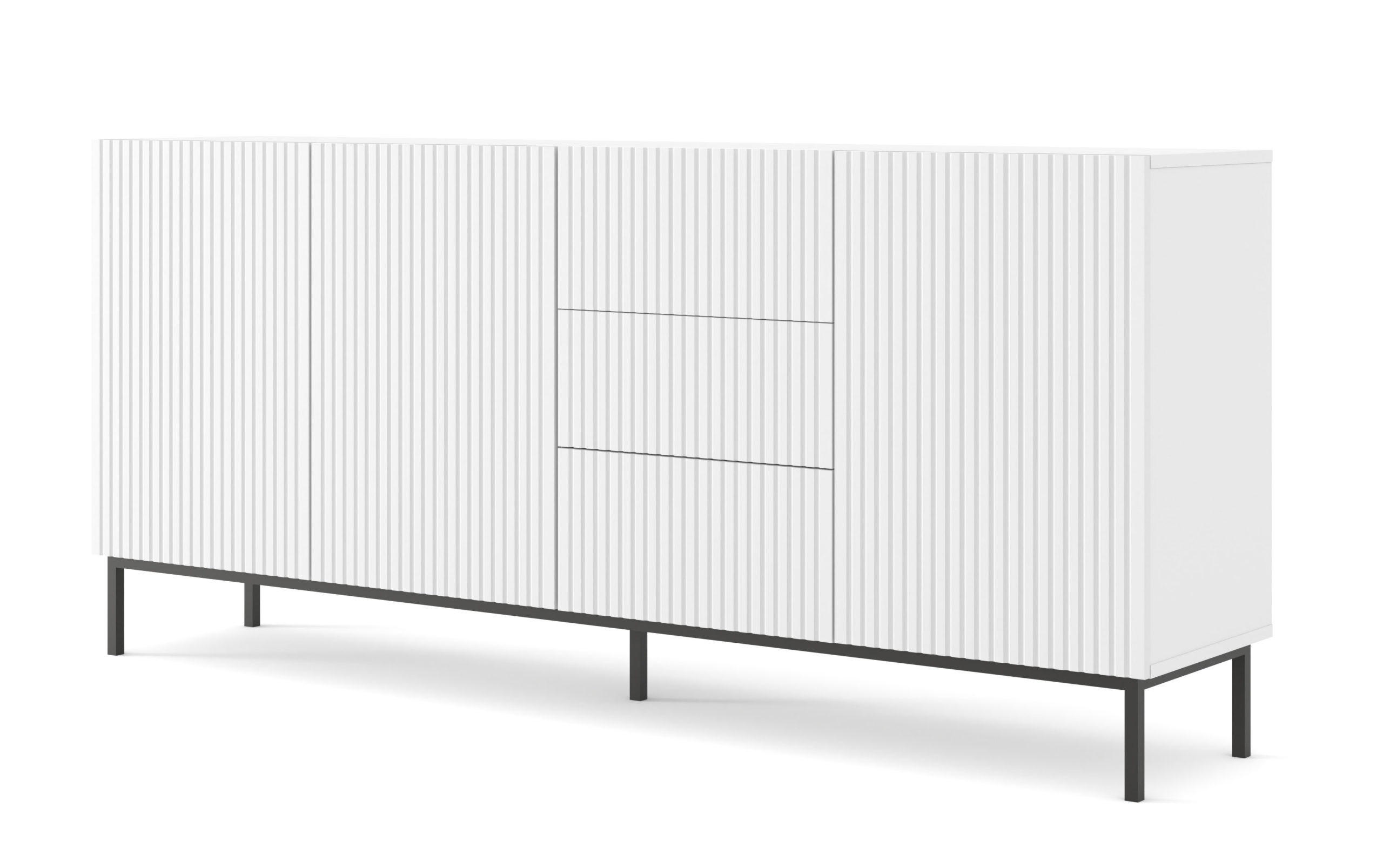 KOMMODE Weiß, Weiß, Schwarz 200/89/42 - Schwarz/Weiß, Holzwerkstoff (200/89/42cm) - RAUMHIRSCH FURNITURE