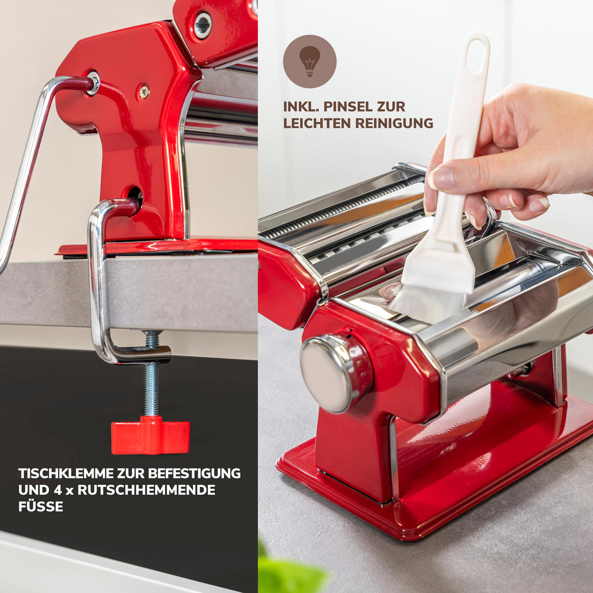 NUDELMASCHINE, rot, Edelstahl - Rot, Metall (21/20/15cm) - bremermann