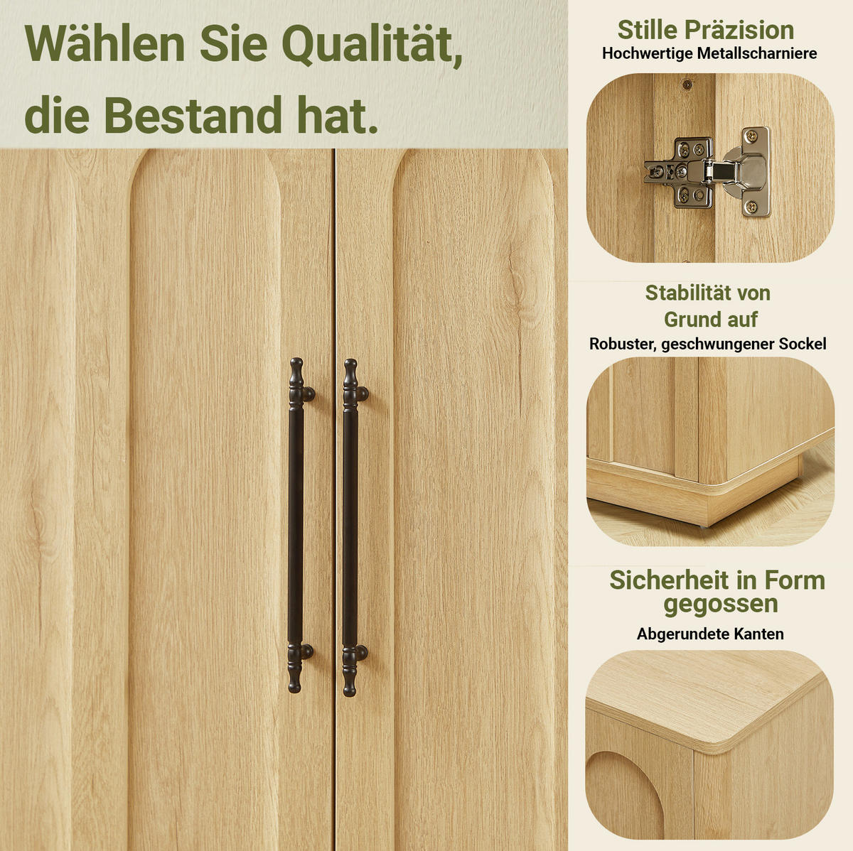 KOMODA 160/40/80 cm boje hrasta od MDF-a s tihim zatvaranjem i zaštitom od prevrtanja - boje hrasta, drvni materijal (160/80/40cm) - OKWISH