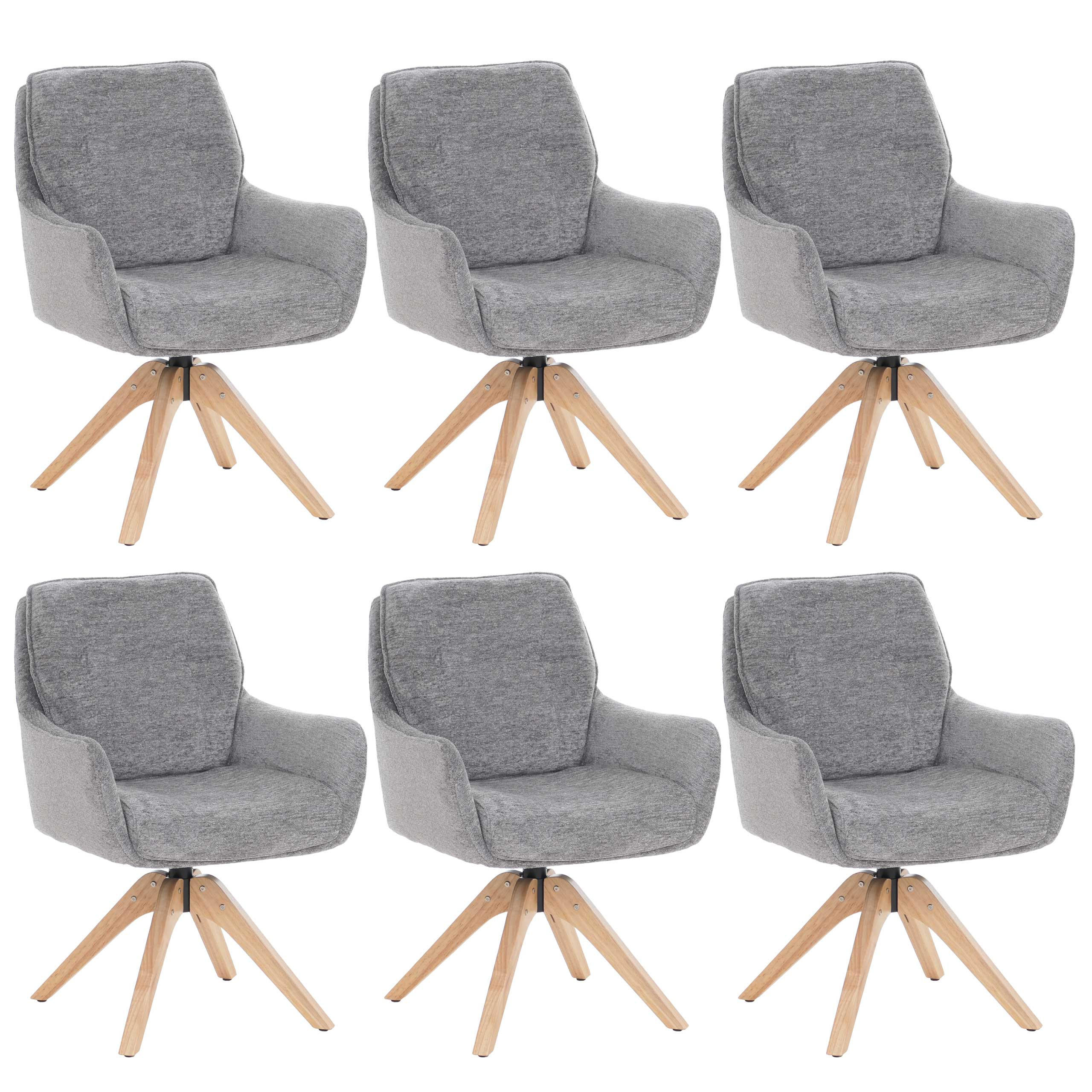 JÍDELNÍ ŽIDLE Šedá, sada 6 kusů - šedá, textil (60/88/65cm) - MCW