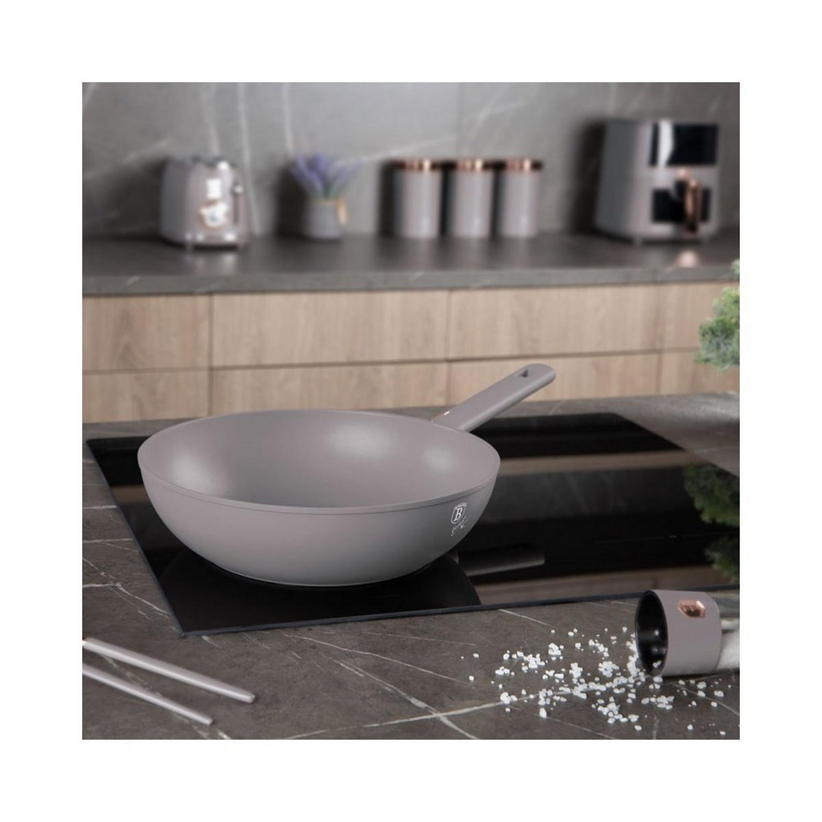 WOK Grau 28/28/7.4 cm BH8093 - Grau, Metall (28cm) - Berlinger Haus