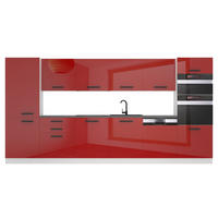 KÜCHENZEILE Naomi 360 cm, ohne Arbeitsplatten, Rot Hochglanz - Rot, Holz (360/204/60cm) - B BELINI GROUP