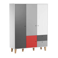 BABYKLEIDERSCHRANK 3 Türen Concept rot - Rot, Holzwerkstoff (153/201.5/55cm) - Petits-meubles
