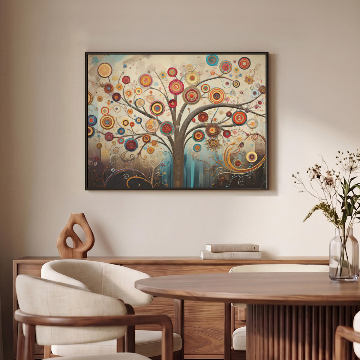 LEINWAND Bilder mit Rahmen - Baum - Baum des Lebens - Farbe - 80x60 - Braun, Textil (80/60cm) - MuchoWow
