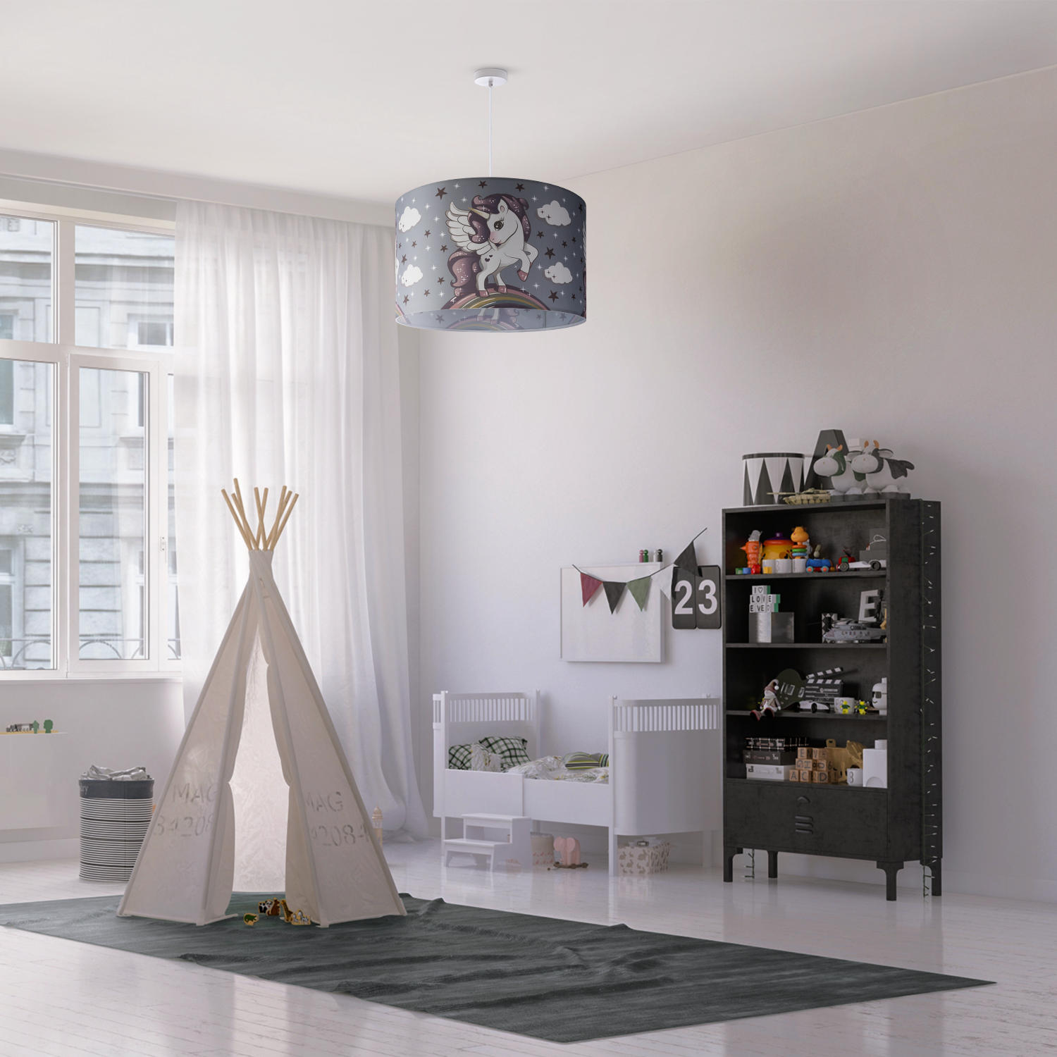 Thumbnail - Paco Home Pendelleuchte, Weiß, Weiß, Metall, 45.5x27x45.5 cm, Lampen & Leuchten, Innenbeleuchtung, Hängelampen, Pendelle...