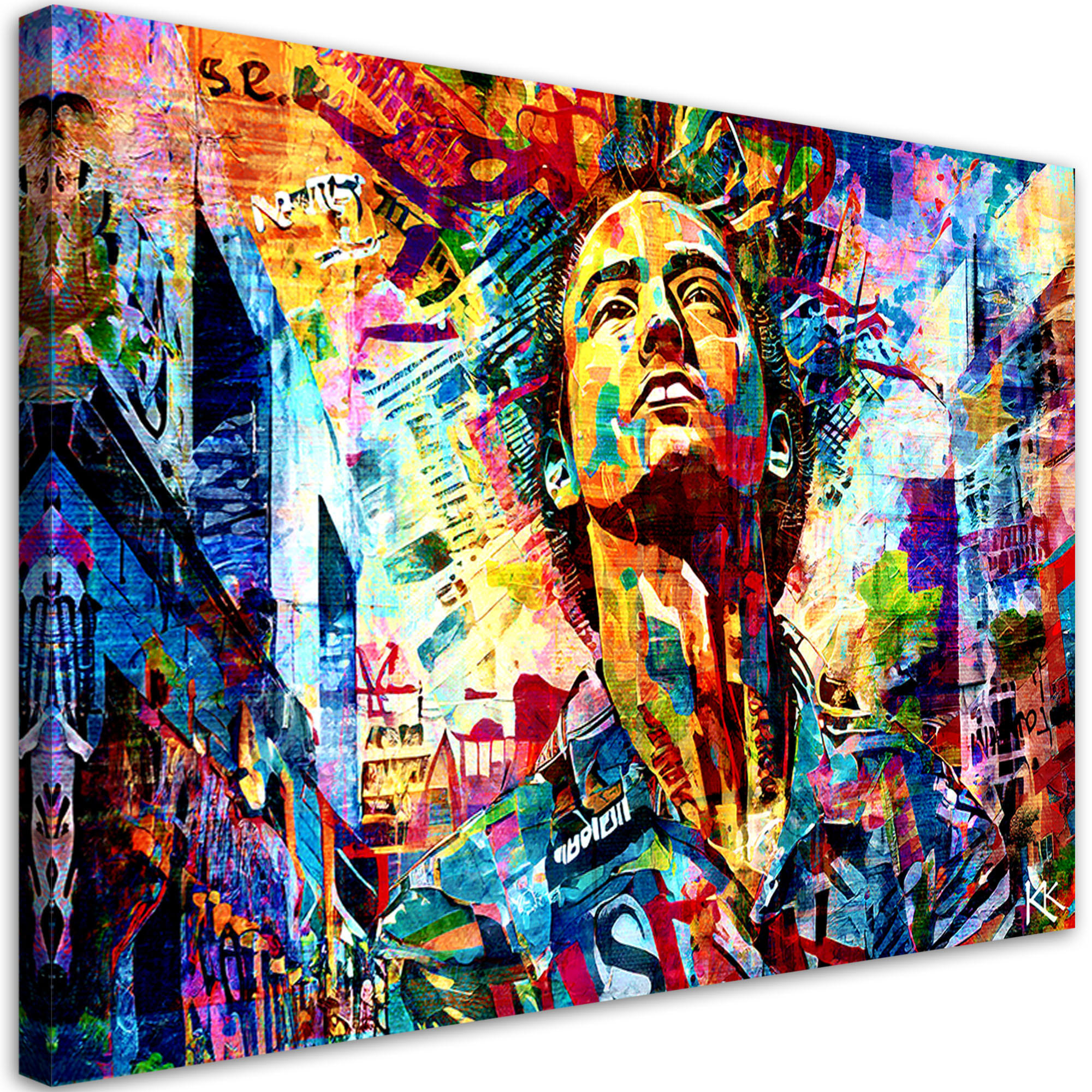 LEINWANDBILD Männchen Bunte Abstraktion 90x60cm - Multicolor, Textil (90/60cm) - Feeby