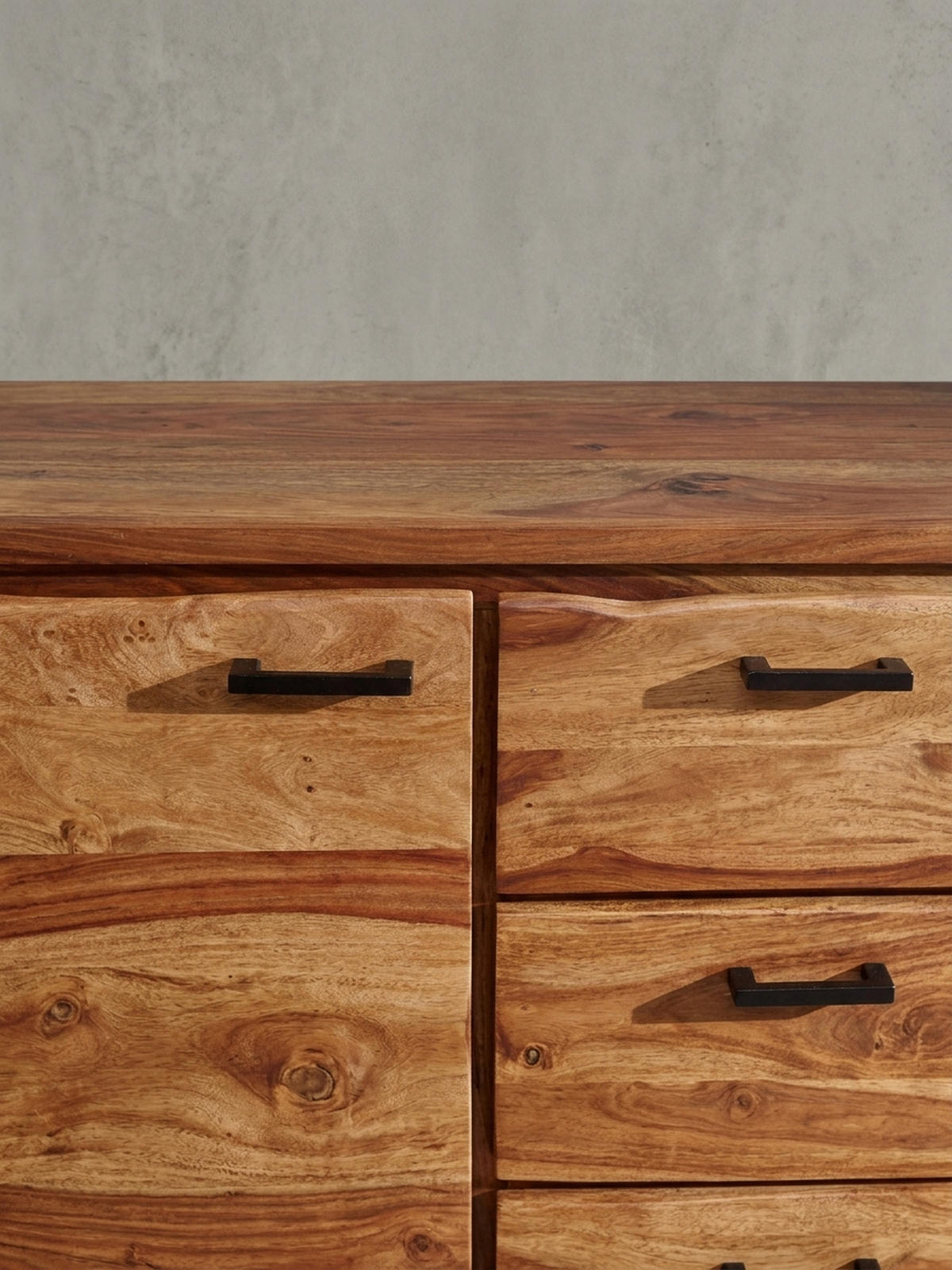 SIDEBOARD – Massivholz, 145x82x45 cm, mit Baumkante, Metallgestell - Schwarz/Braun, Holz/Metall (145/82/45cm) - KADIMA DESIGN