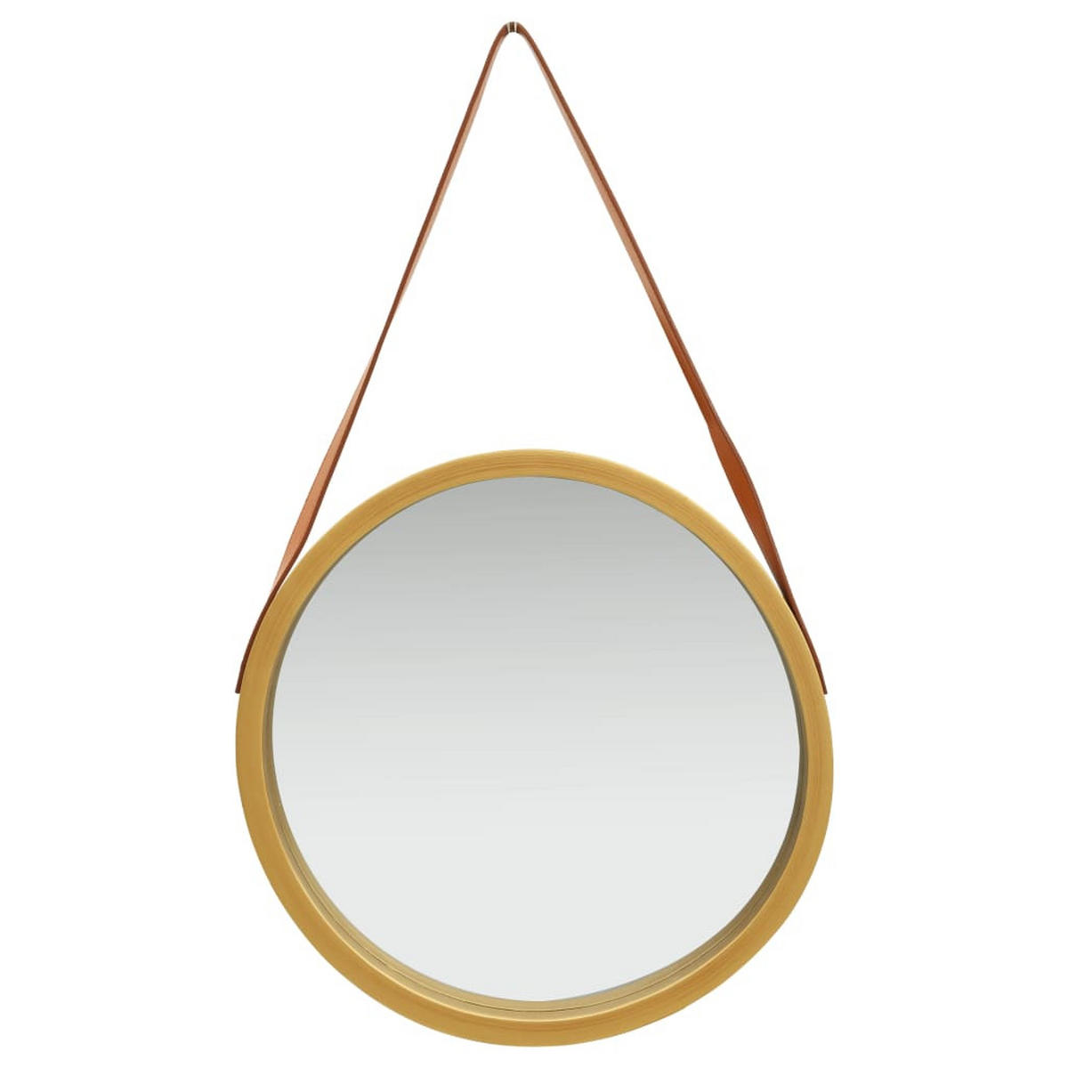 WANDSPIEGEL mit Gürtel 50 cm Golden - Goldfarben, Holz (50/50/1cm) - furnicato
