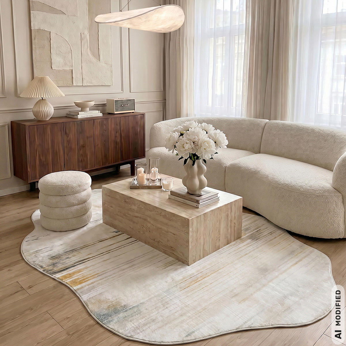 TEPPICH Arona Grave Mazovia Unregelmäßige Form 120x160cm Beige Braun Abstrakt Kurzflor - Braun, Textil (120/160cm) - Mazovia