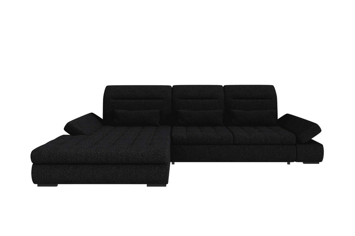 ECKSOFA Toscana Plus Strukturstoff inkl. Schlaffunktion - Schwarz, Textil (179/300cm) - 99rooms