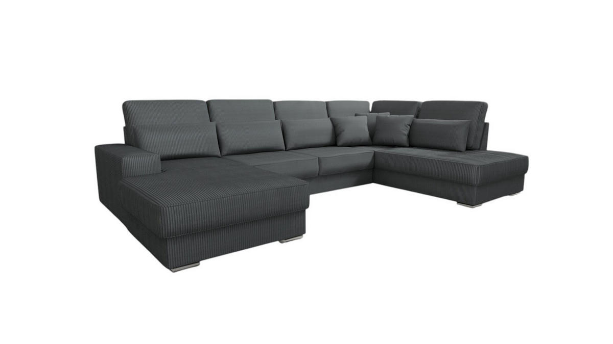 WOHNLANDSCHAFT Nevio In Scala - Dunkelgrau, Holzwerkstoff/Textil (401/88/226cm) - Fun Möbel