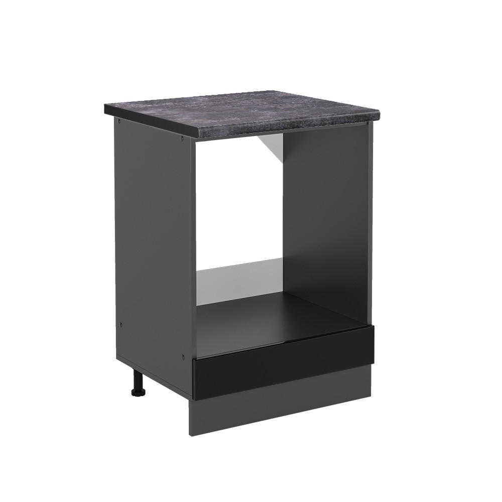 HERDUMBAUSCHRANK R-Line Schwarz Hochglanz 60 cm, AP Anthrazit - Schwarz Hochglanz/Anthrazit, Holzwerkstoff (60/81.6/60cm) - Vicco