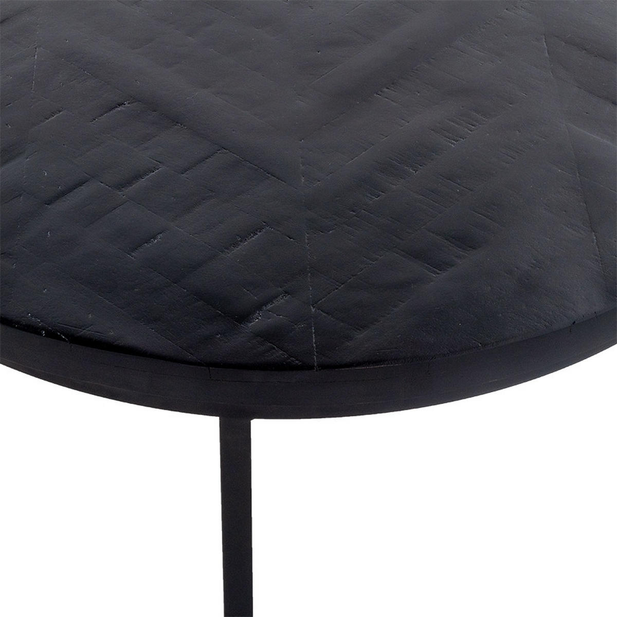 COUCHTISCH rund Herringbone 2er-Set, schwarz - Schwarz, Holz (75/75/50cm) - Giga Meubel