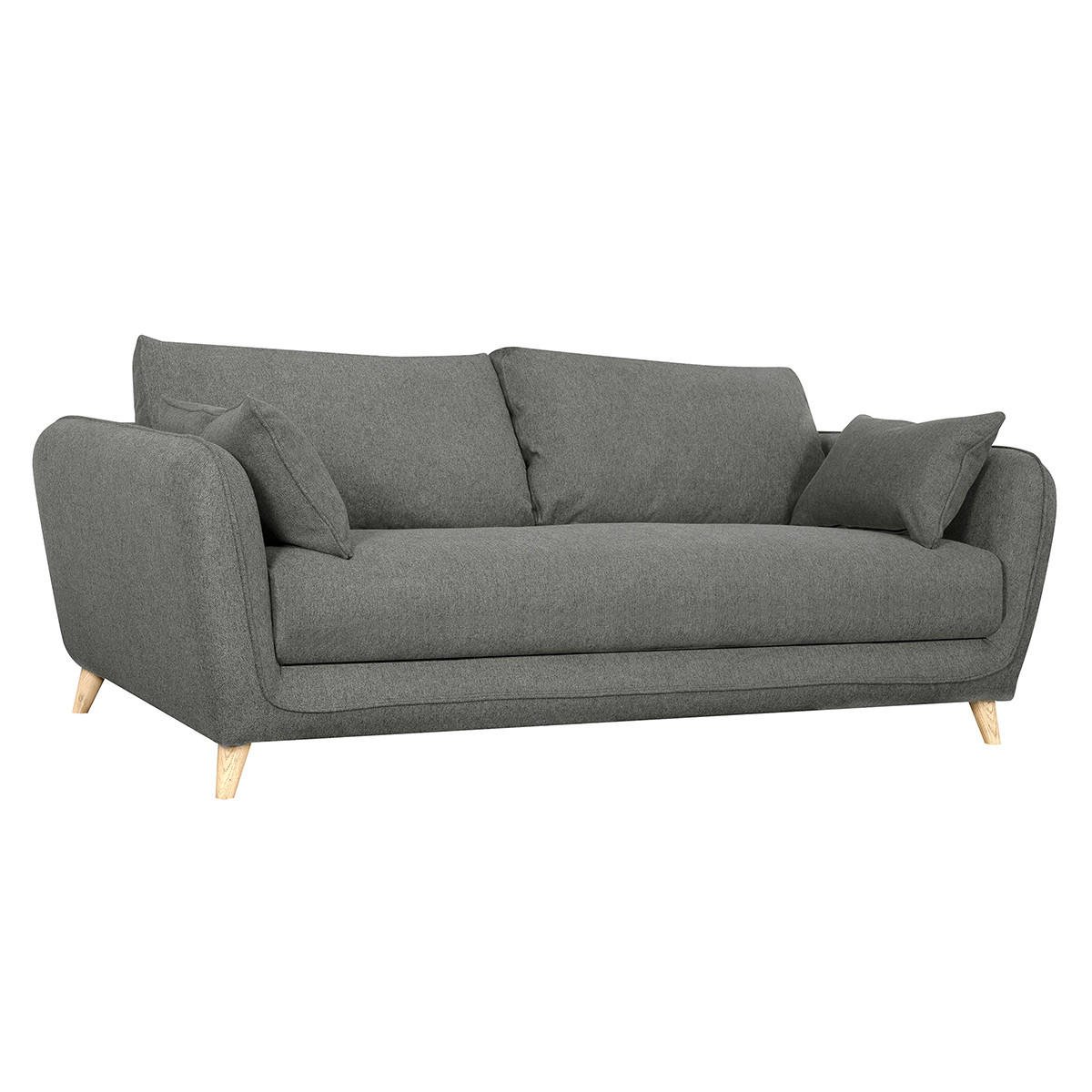 SCHLAFSOFA Skandinavisch 3-Sitzer Grau Anthrazit CREEP - Dunkelgrau, Textil (103/81/201cm) - Miliboo