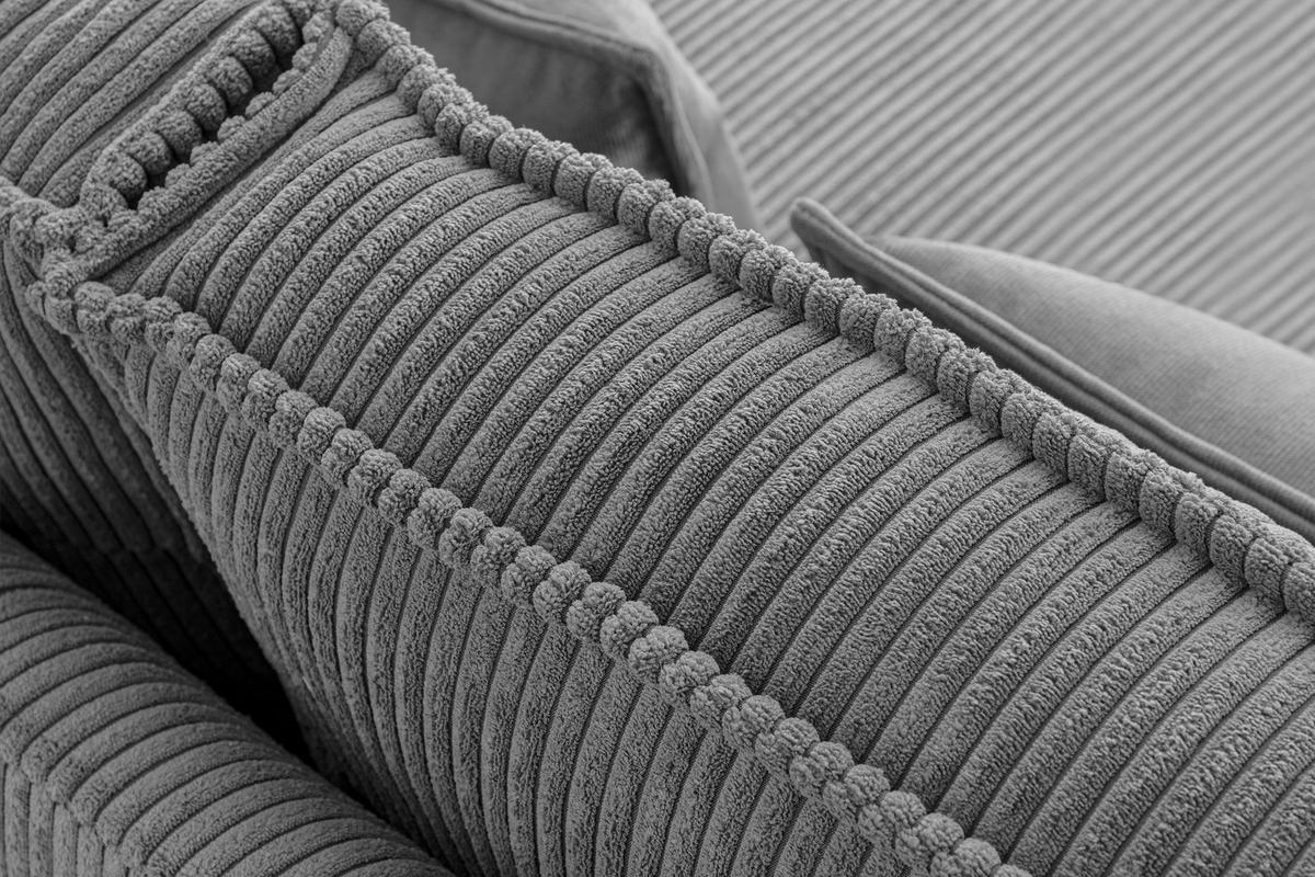 3-SITZER-SOFA GANZO 2 Kissen inklusive, Cord-Stoff, hellgrau - Hellgrau/Schwarz, Textil/Metall (193/84/92cm) - KONSIMO®