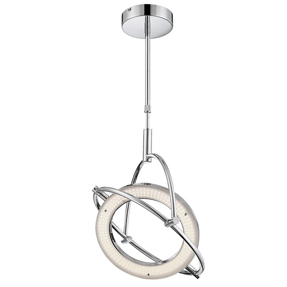 LED HÄNGELEUCHTE Chrom Silber Ring Design - Silberfarben, Metall (43.5/43.5/96cm) - Globo Lighting