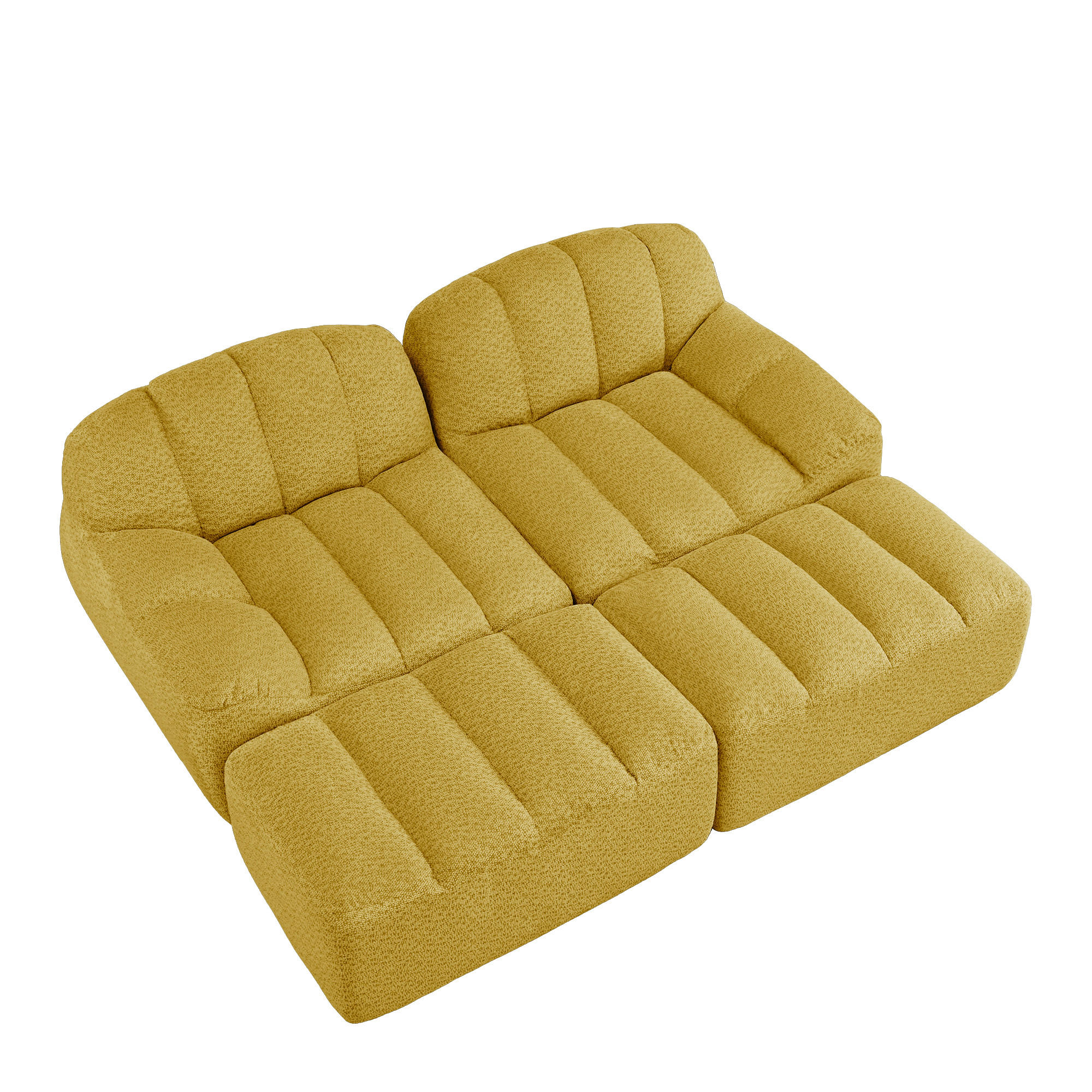2-SITZER-SOFA DE-34312 mit 2 Ottomans Gelb - Gelb, Textil (165/79/210cm) - ComfortXL