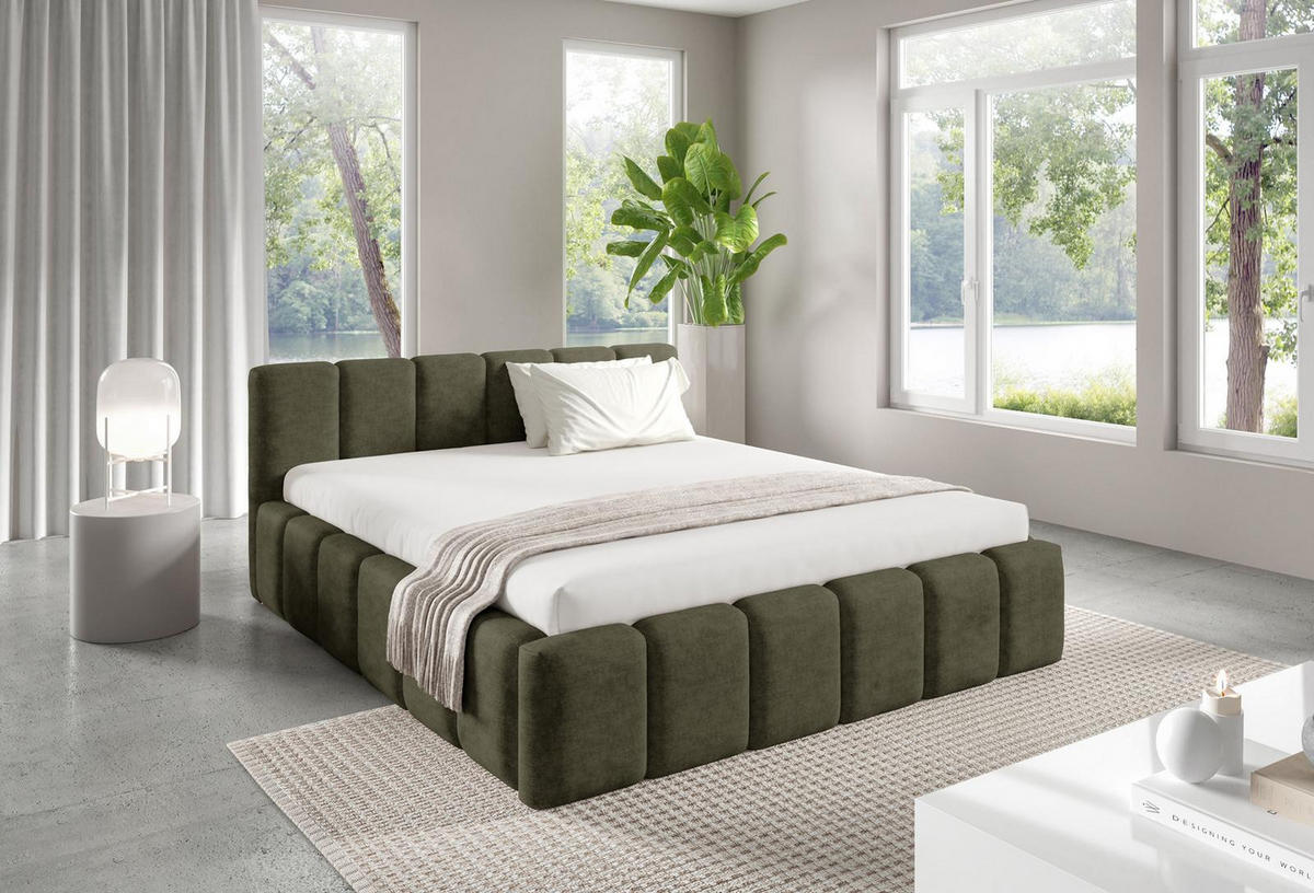 POLSTERBETT KALLA Medium 180x200 cm mit Bettkasten – PERFECT HARMONY 39 - Grün, Holz (180/200cm) - Dekori_Interiors