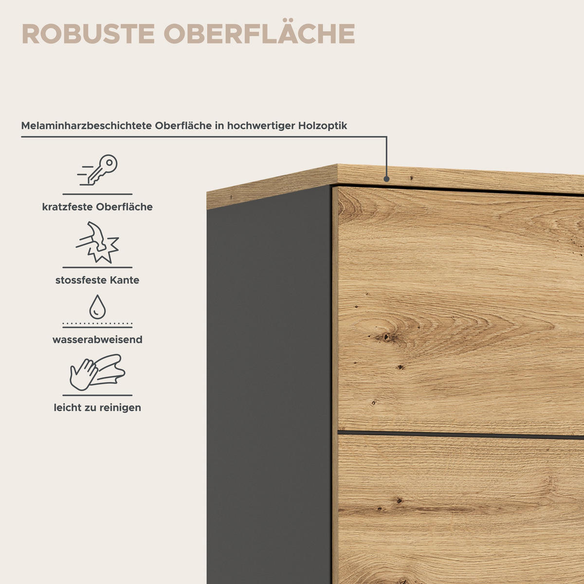 GARDEROBENSCHRANK Canu Garderobe in Basalt grau Nb. und Artisan Nb. B/H/T: 65x190x37 cm - Grau, Holzwerkstoff (65/190/37cm)