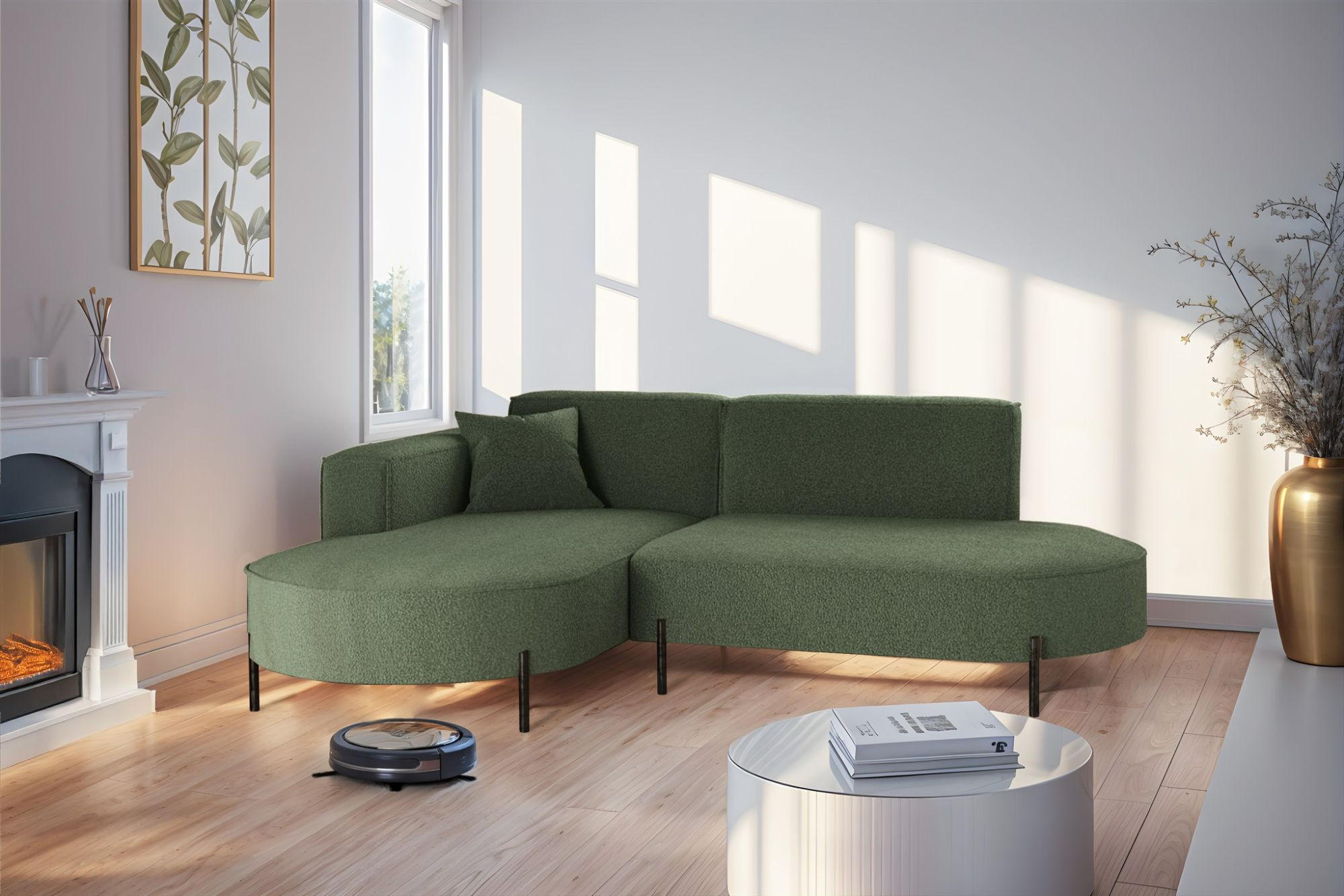 ECKSOFA Valencia Xs - Grün, Holzwerkstoff/Textil (236/165cm) - Fun Möbel