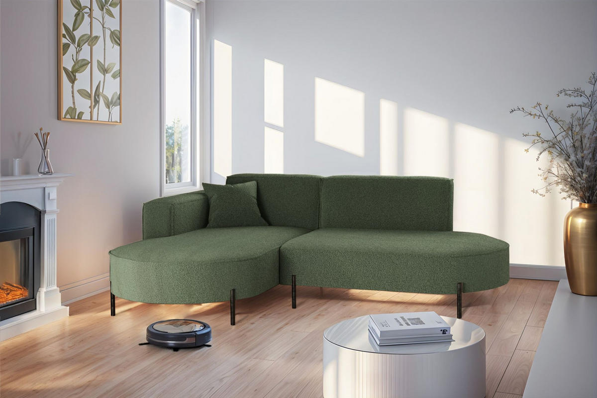 ECKSOFA Valencia Xs - Grün, Holzwerkstoff/Textil (236/165cm) - Fun Möbel