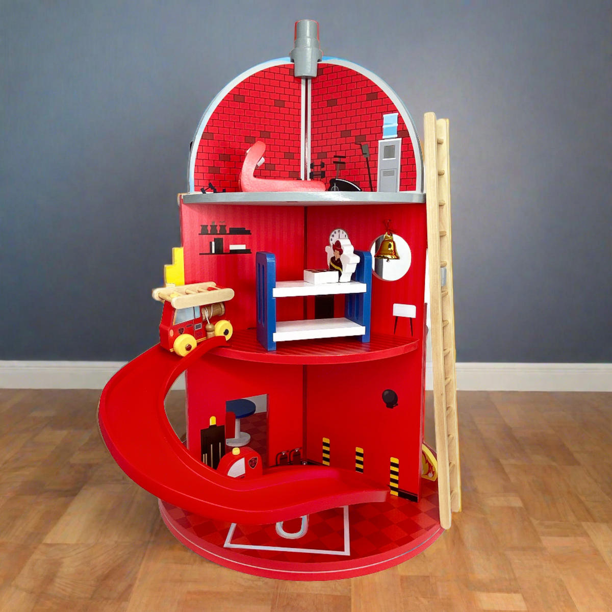 FEUERWACHE Spielset, Rot, 59cm - Rot, Holz (38/59/38cm) - Teamson Kids