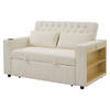 SCHLAFSOFA Multifunktion mit Getränkehalter und USB-Ladeanschlüssen Chenille Beige 140/137/84 cm - Beige, Textil (140/84/137cm) - OKWISH