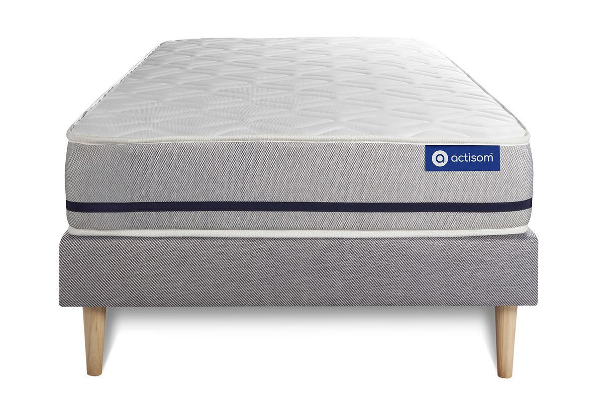 BETT Actimemo soft Memory-Schaum 90 x 200 cm h2 - Kit Bettgestell Grau - Beige/Grau, Karton/Holz (90/200cm) - ACTISOM