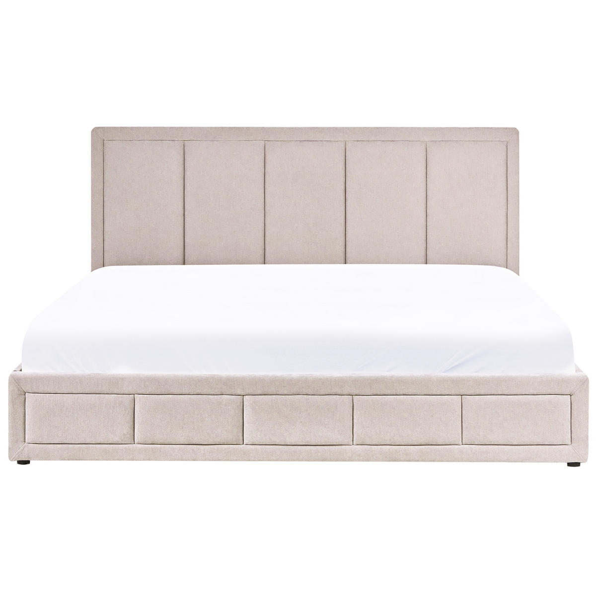 BETT mit Stauraum 180/200 cm Chenillegewebe Taupe Quiberon - Taupe, Textil (180/200cm) - Beliani