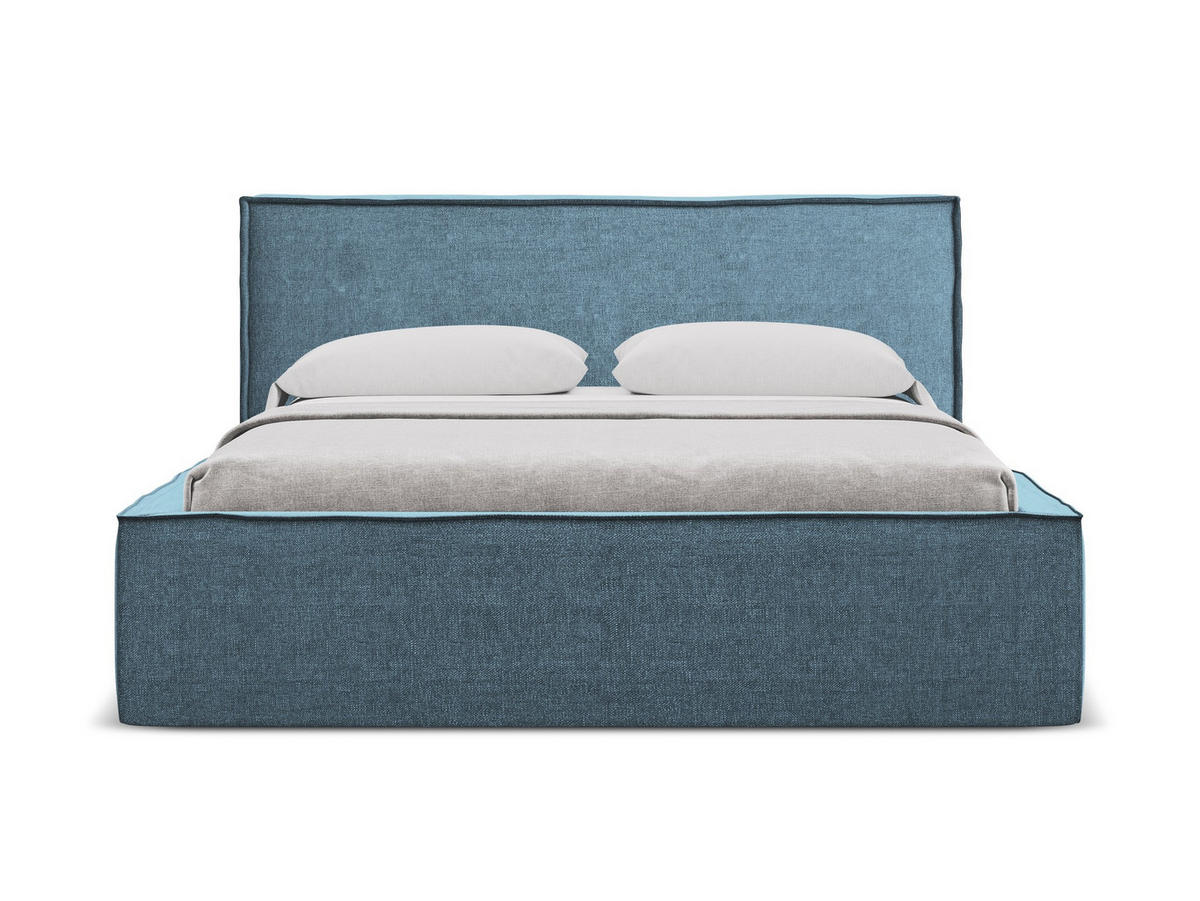 POLSTERBETT mit Bettkasten und Lattenrost 160x228 Blau - Blau/Blaugrau, Kunststoff/Textil (140/200cm) - Makamii
