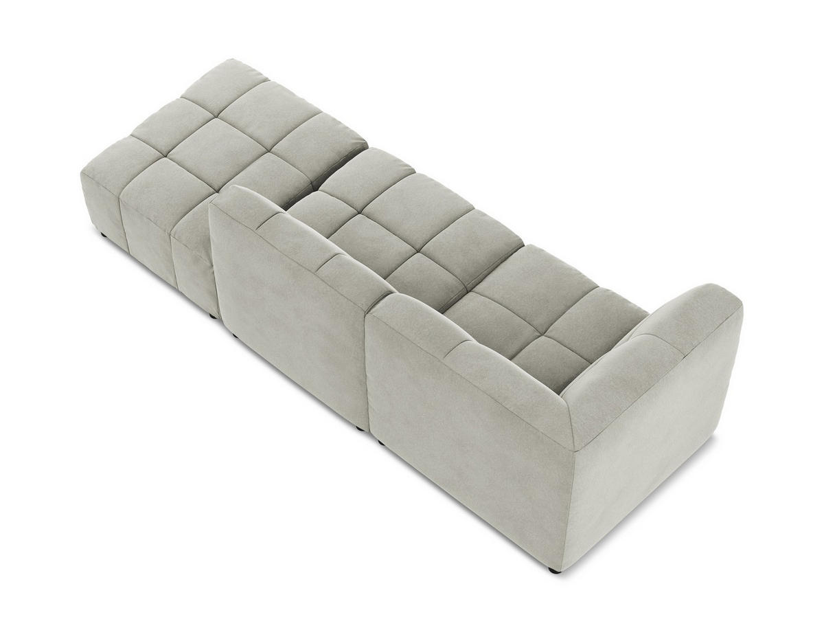 ECKSOFA Rechts Samt Stoff Grau - Hellgrau/Schwarz, Holzwerkstoff/Kunststoff (240/90cm) - Makamii