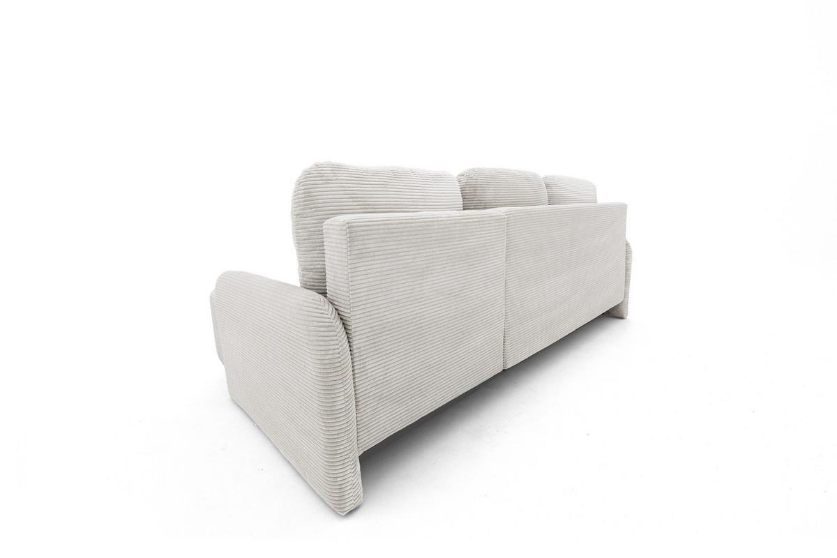 ECKSOFA CASPER L Rechts mit Schlaffunktion 132x198 Cord Creme - Creme/Schwarz, Holz/Kunststoff (145/217cm) - NACANAPA