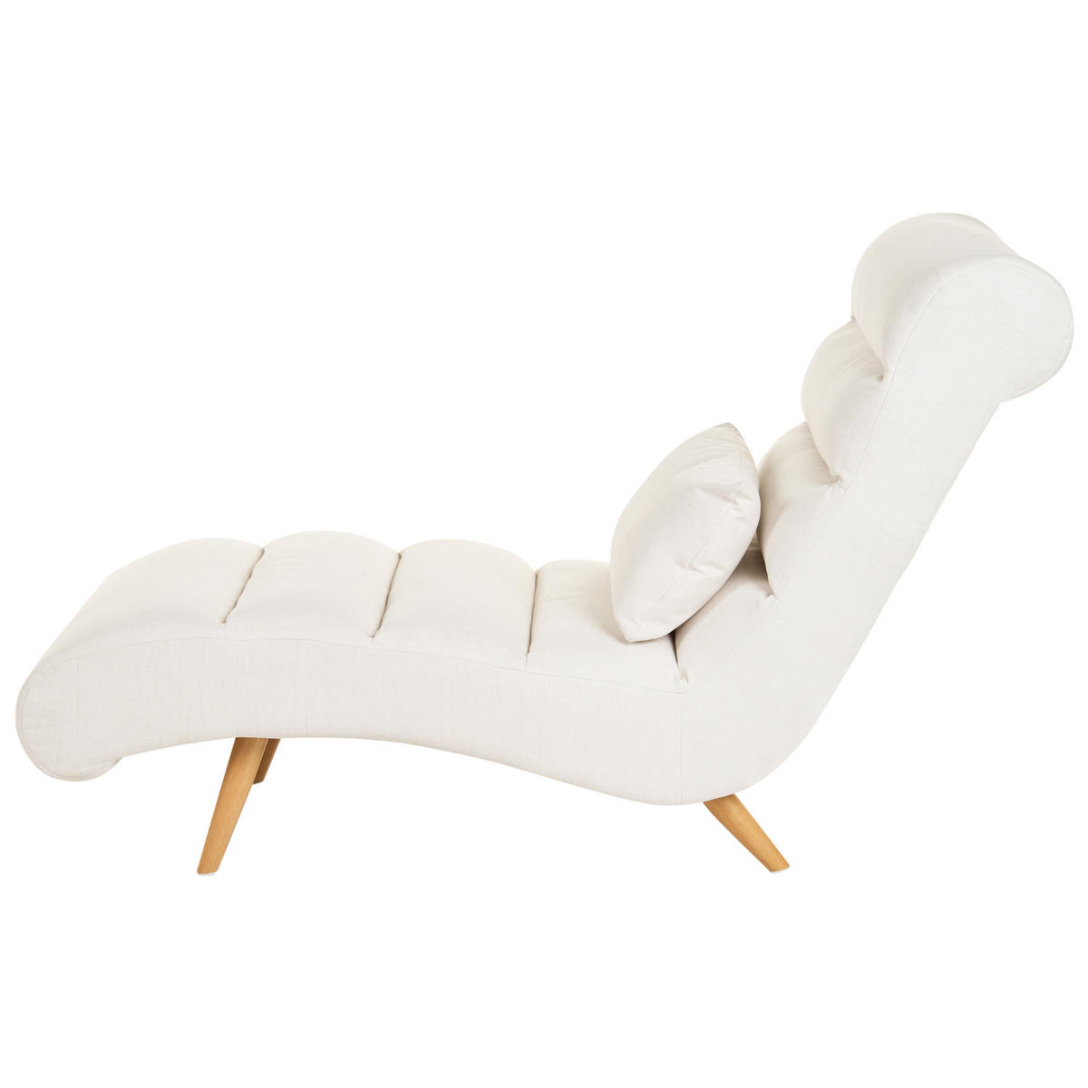ČALOUNĚNÉ LEHÁTKO CHAISE LONGUE Látka Krémově bílé Rives - bílá/krémová, textil (78/97/160cm) - Beliani