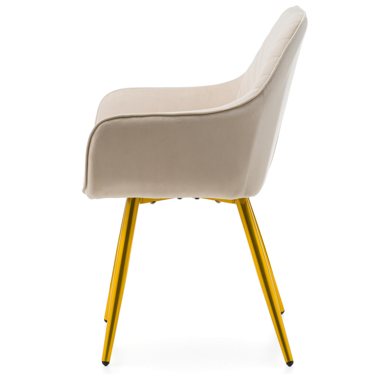 STUHL VASTO gepolstert mit Steppung - beige goldene Beine - Samt Velours - Ecru/Beige, Textil/Metall (58/87/60cm) - NEW HOME