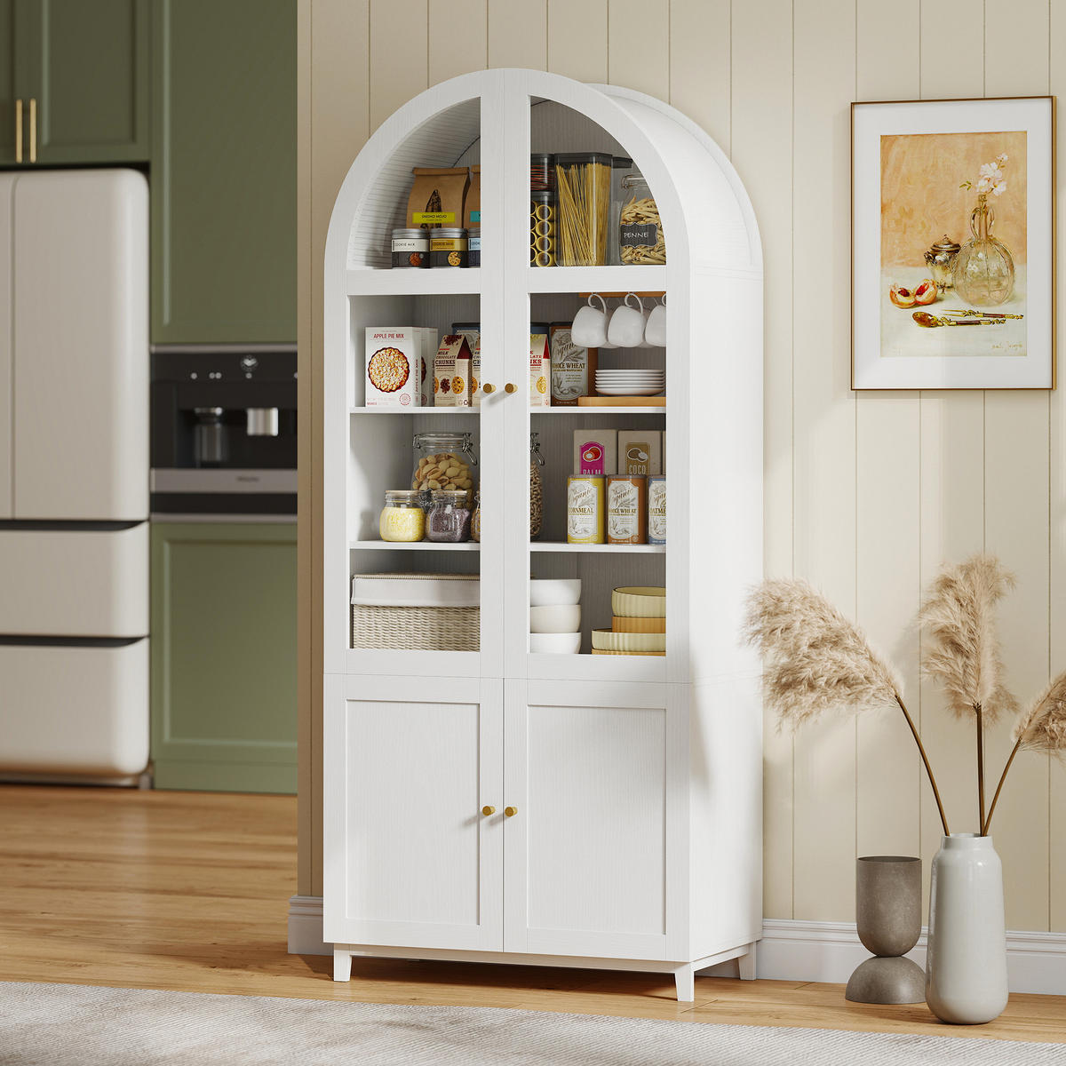 HIGHBOARD DE-11336 Vitrine mit 2 Acryltüren & verstellbaren Böden Weiß - Weiß, Holzwerkstoff (40/180/78cm) - ComfortXL