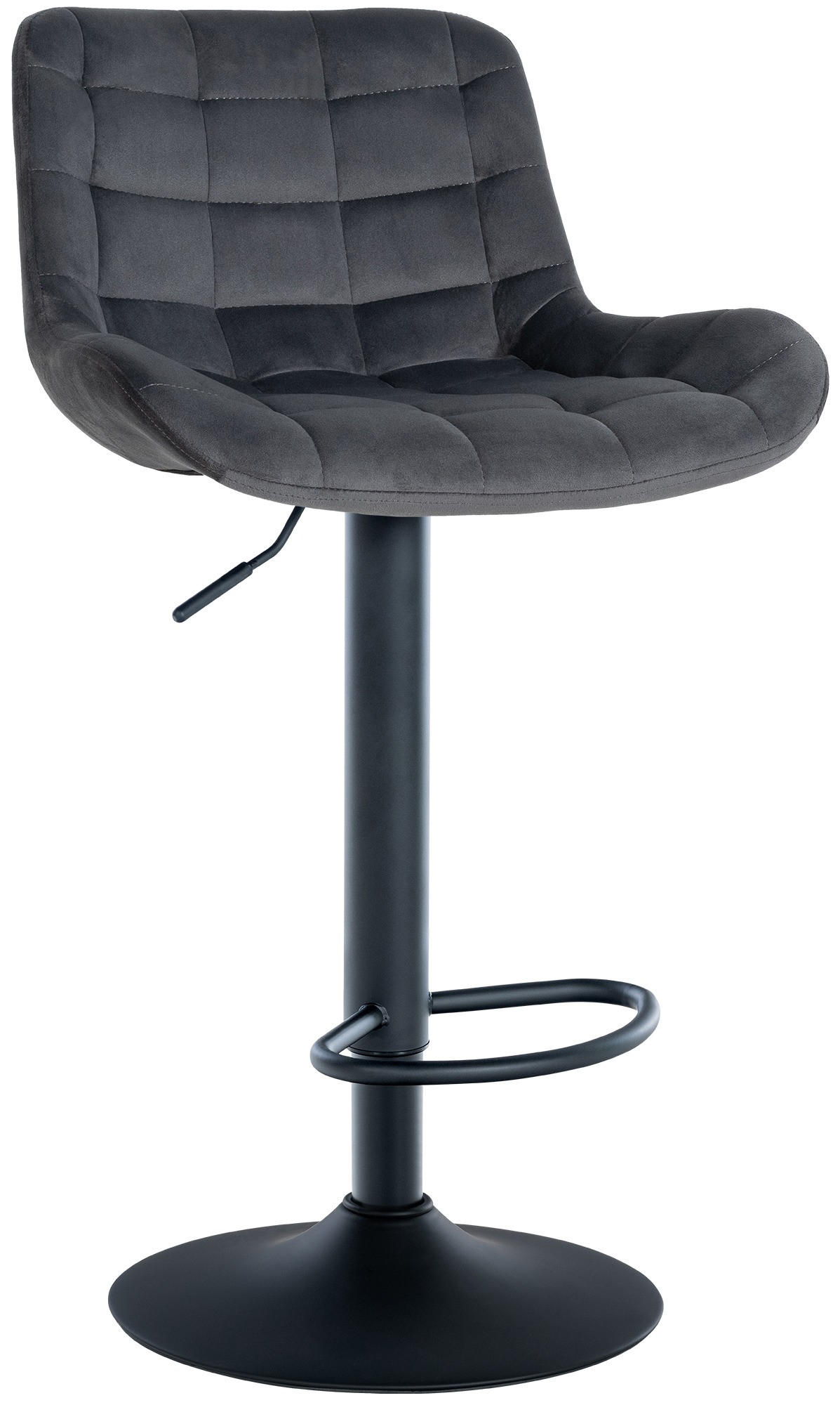 BARHOCKER Samt dunkelgrau - Dunkelgrau/Schwarz, Textil/Metall (48/81/54cm) - CLP