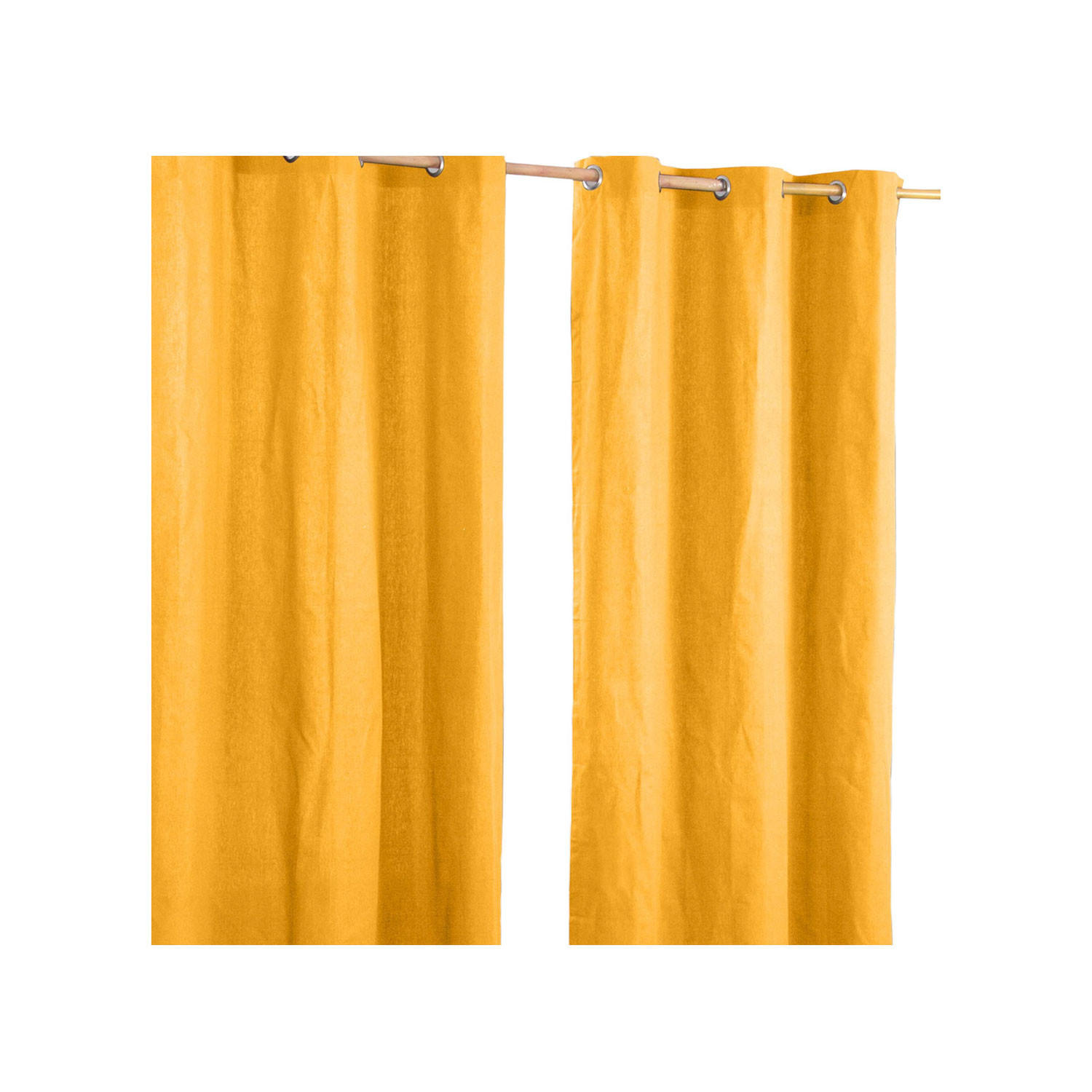 ÖSENVORHANG blickdicht 2er-Set, 137/228 cm - Currygelb, Textil (137/228cm) - Homescapes
