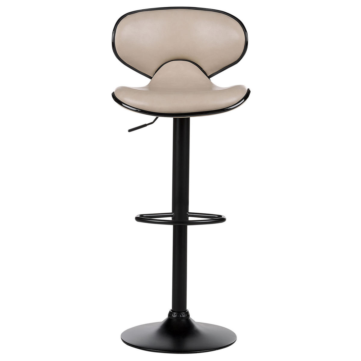 BARHOCKER 2er-Set Kunstleder hellbeige/schwarz höhenverstellbar Conway - Beige/Schwarz, Kunststoff (46/50cm) - Beliani