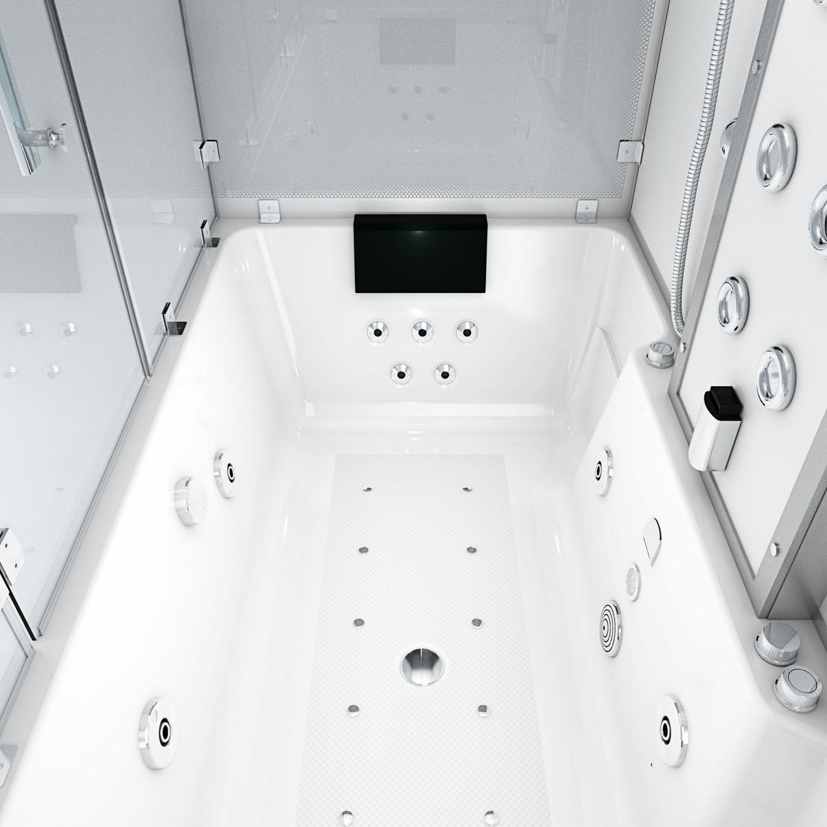 BADEWANNE Dusche K80-WS-TH-B-EC-EA Duschtempel - Weiß, Glas/Kunststoff (180/100/228cm) - AcquaVapore by Sandra Jentho