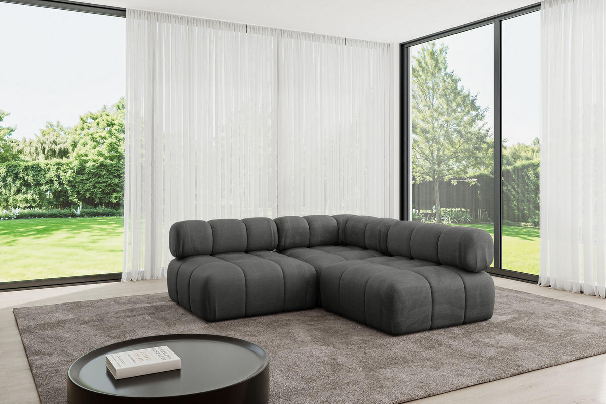 ECKSOFA modulares Sofa Samaro-L1 - 190x190x70 cm Dunkelgrau Velours - Dunkelgrau, Holzwerkstoff/Textil (190/190cm) - ALTDECOR