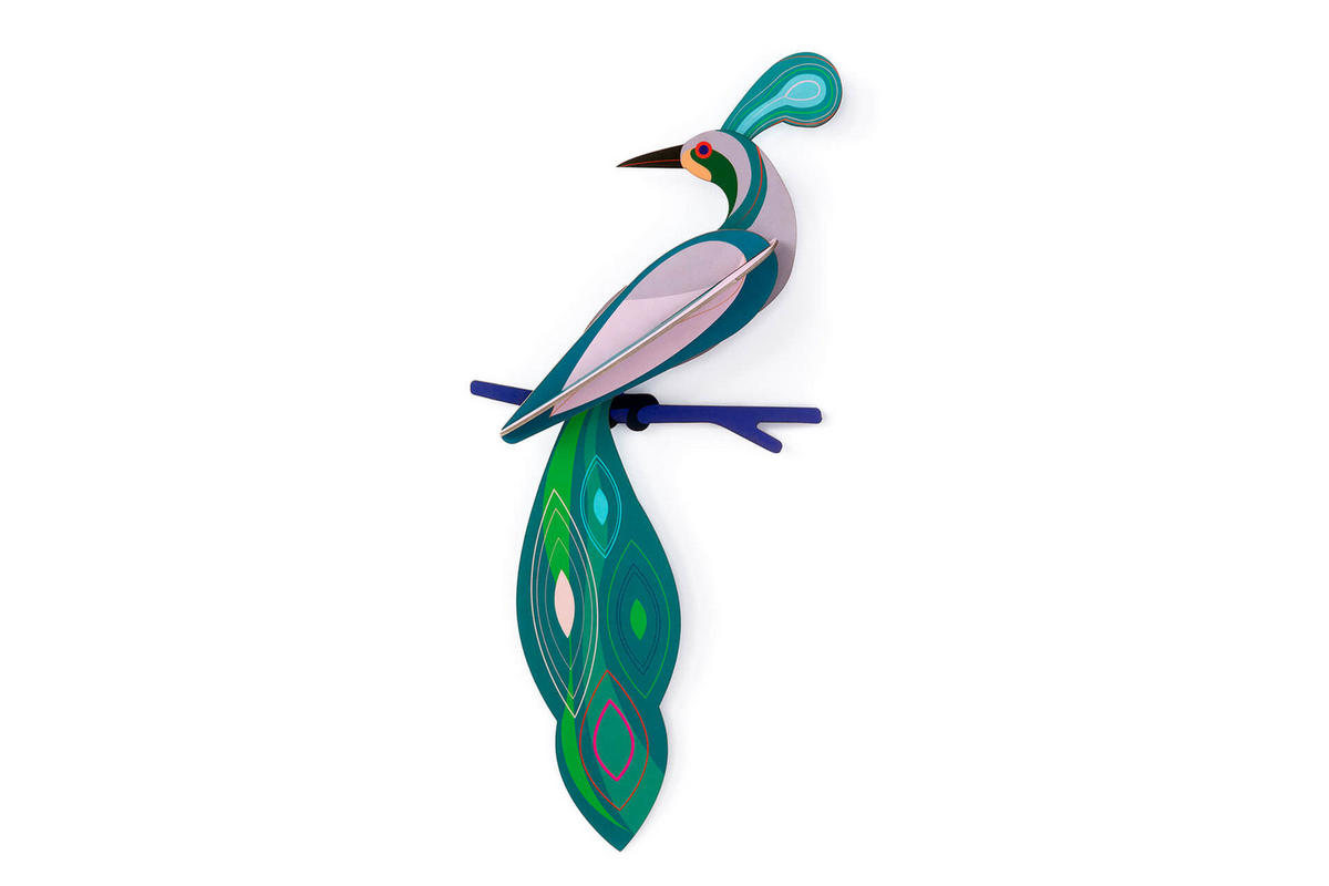 WANDDEKO Abstrakte Vogelform 18/5 cm - Grün, Wellpappe (18/5/40cm) - KUNSTLOFT