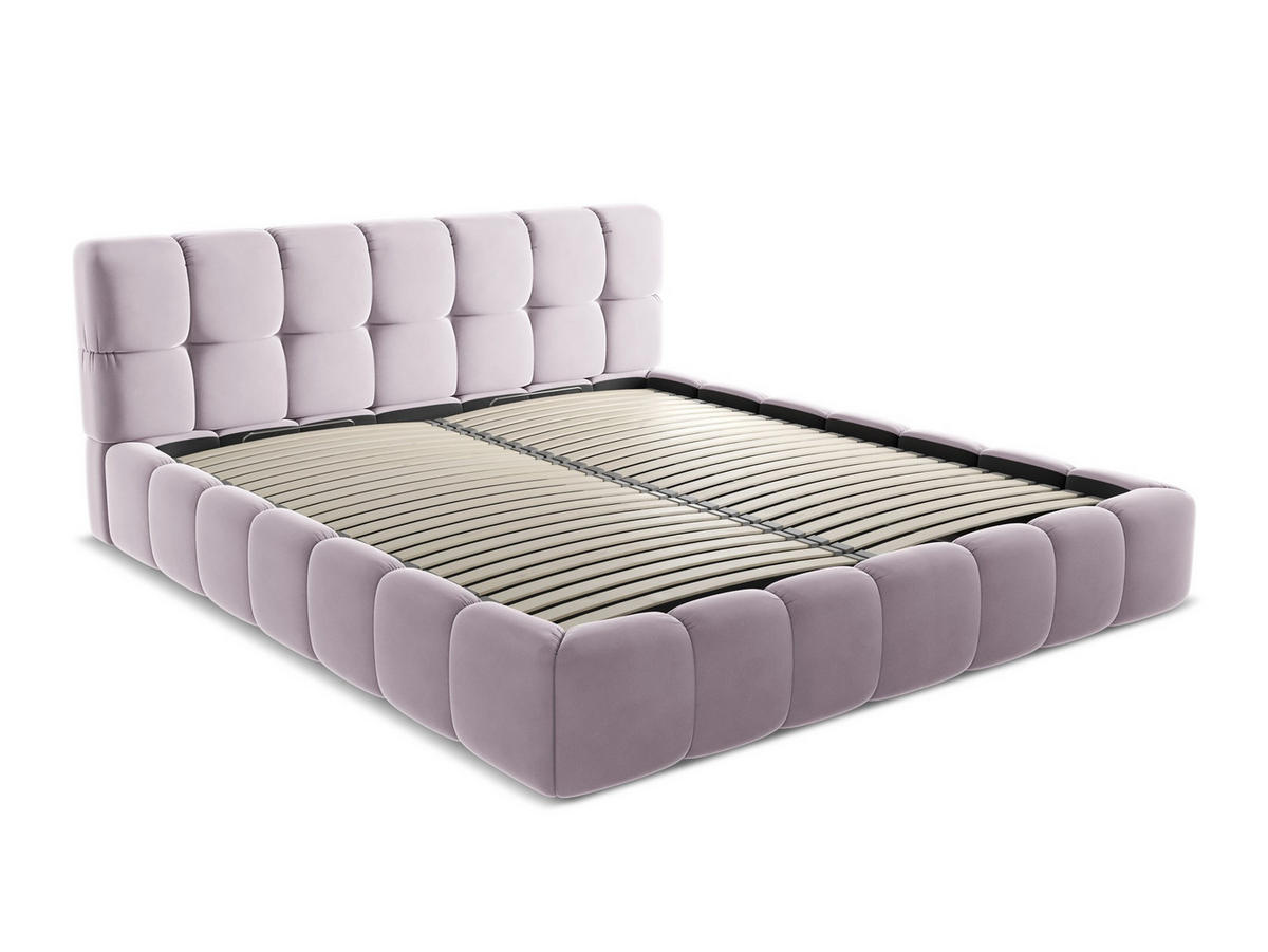 POLSTERBETT mit Bettkasten und Lattenrost 200x228 Violett - Lila/Flieder, Kunststoff/Textil (180/200cm) - Makamii