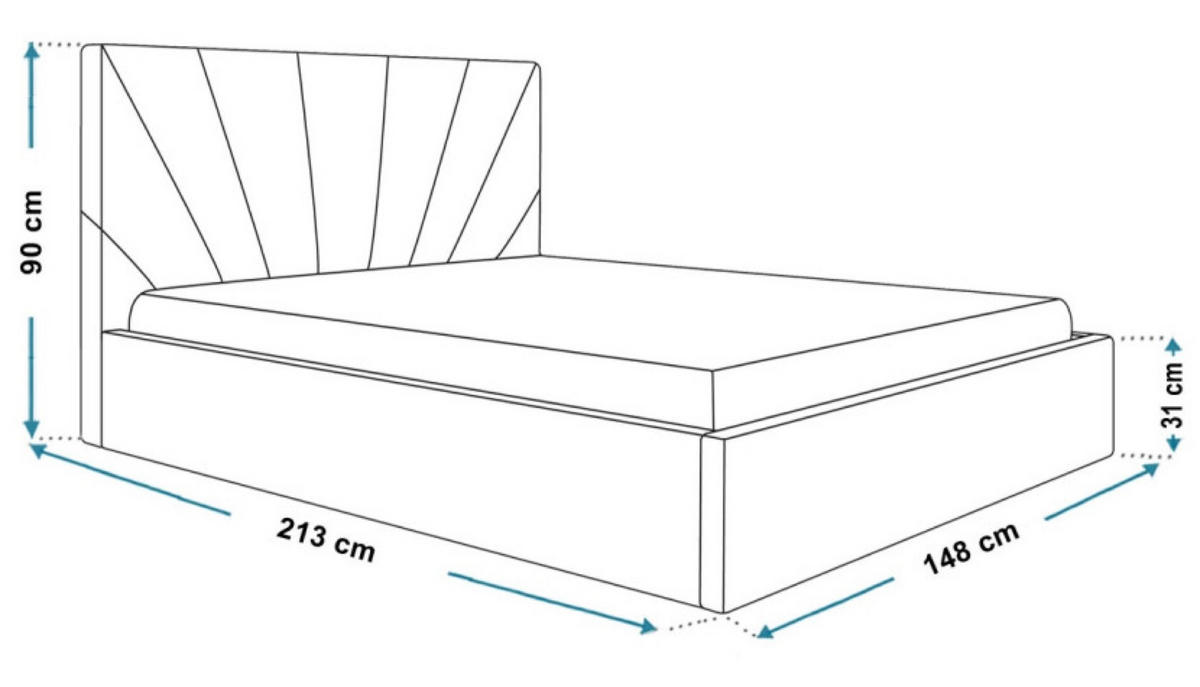 BETT Grün SIM 3 Gepolstert 140x200 cm - Schwarz/Grün, Textil/Metall (140/200cm) - Sepro Meble
