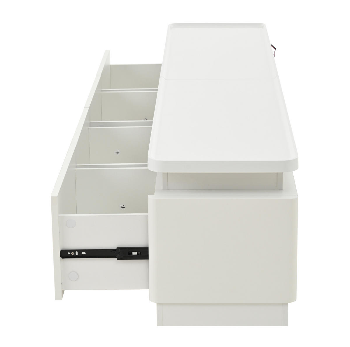 TV ormarić 180/34/40 cm bijeli od iverice s 4 ladice i LED rasvjetom - bijela, drvni materijal (180/40/34cm) - OKWISH