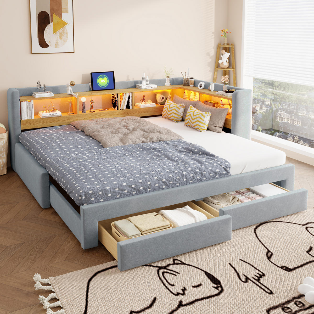 AUSZIEHBETT 90/180/200 cm, DE-41720, in Grau - Grau, Metall (90/200cm) - ComfortXL