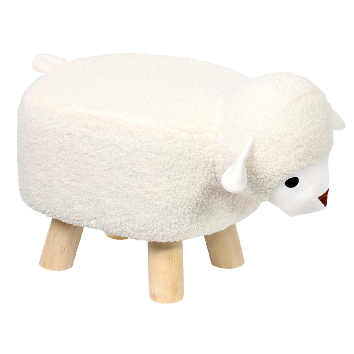 KINDERHOCKER, 2 Stück - Elefant, hellgrau + Schaf, cremeweiß - Multicolor/Creme, Holz/Textil (25/25/47cm) - Kesper
