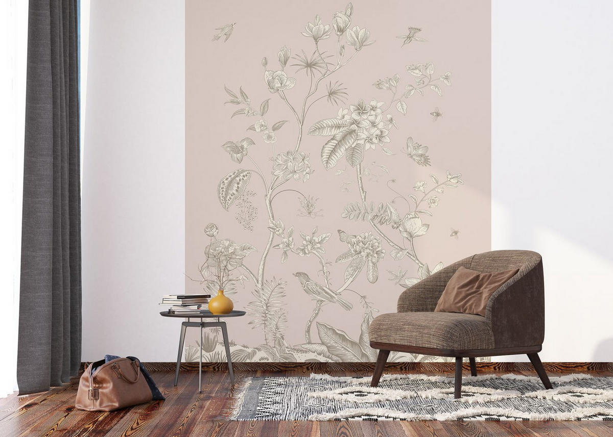 FOTOTAPETE Blumenmuster 270 x 225 cm - Beige, Papier (270/225cm) - Sanders & Sanders