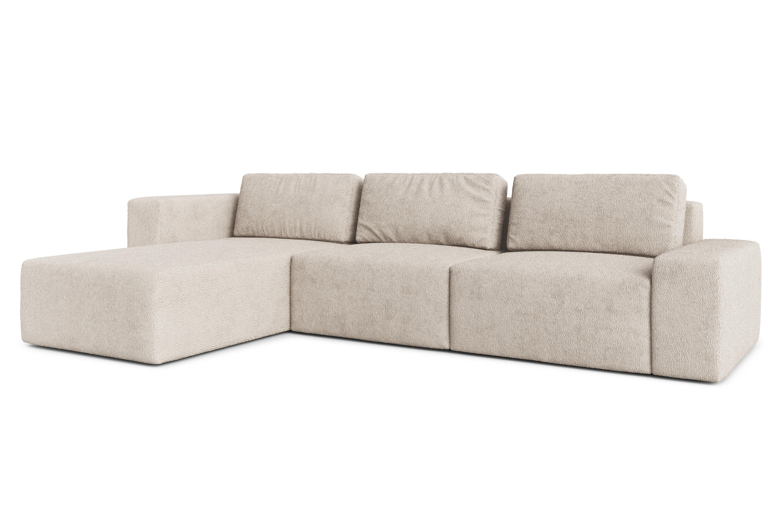 ECKSOFA L Form Arkleton Beige 360/180/93 cm Links Stil & Komfort - Creme/Schwarz, Kunststoff/Textil (180/360cm) - AX Living